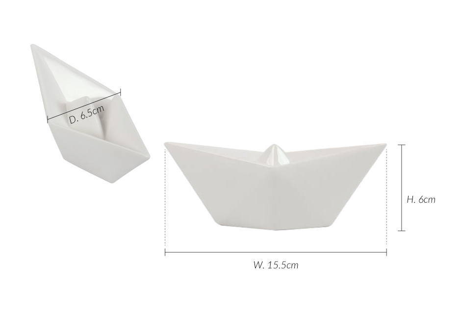 Paper Boat, White, 15.5×6.5x6cm, K13378