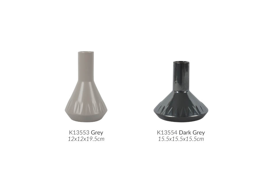Triangle Vase, Grey, 15.5×15.5×15.5cm, K13554