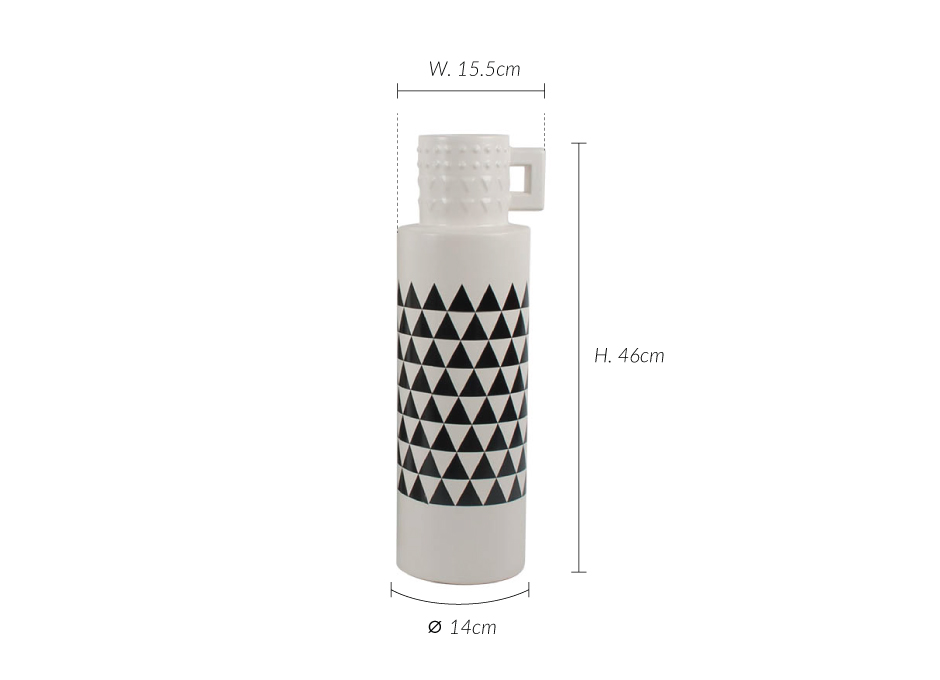 Pattern Handle Vase, White, 15.5x14x46cm, K13576