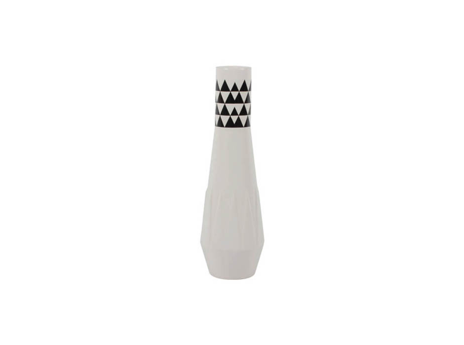 Triangle Vase, White, 8x8x26.5cm, K13580