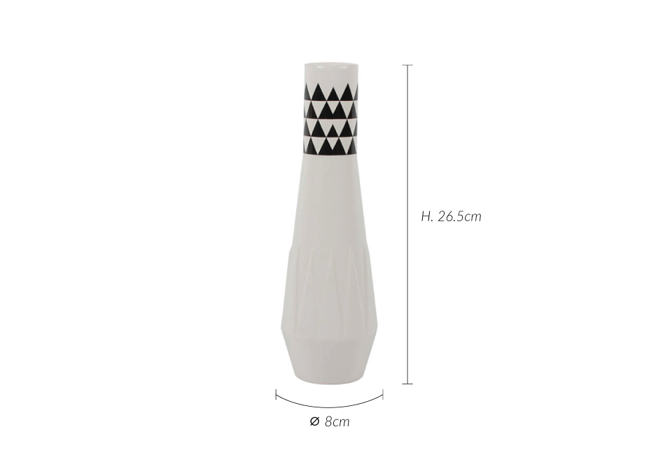 Triangle Vase, White, 8x8x26.5cm, K13580