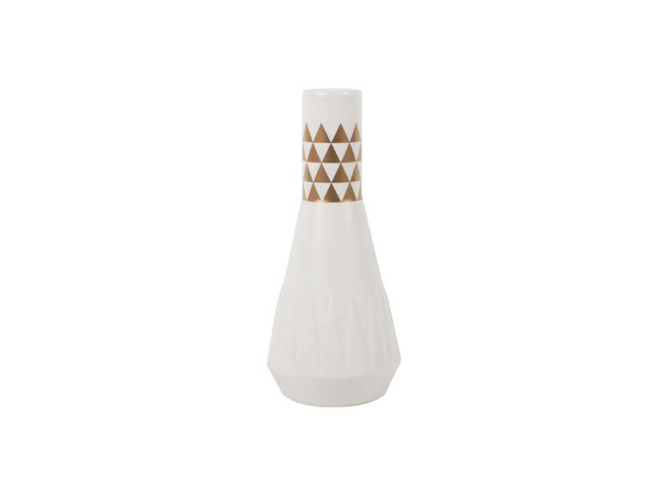 Triangle Vase, White, 10x10x23cm, K13581