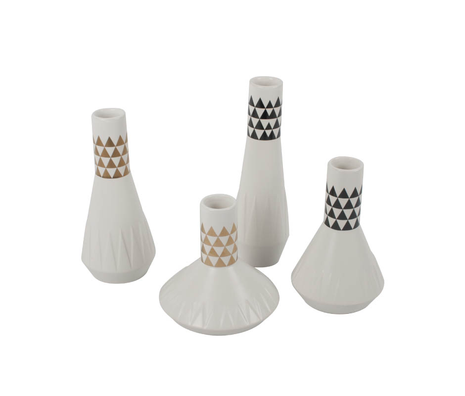 Triangle Vase, White, 10x10x23cm, K13581