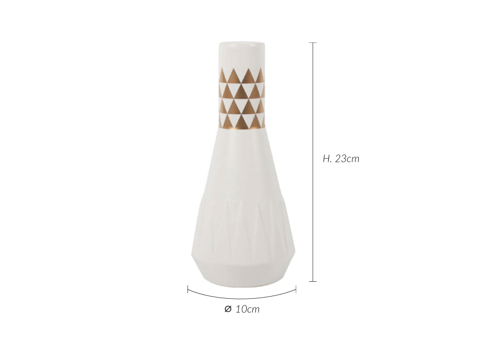 Triangle Vase, White, 10x10x23cm, K13581