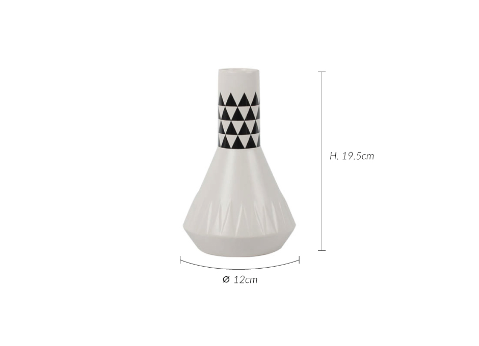 Triangle Vase, White, 12x12x19.5cm, K13582