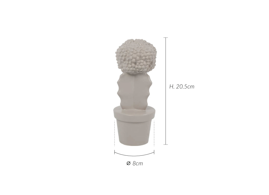 Cactus, Grey, 8x8x20.5cm, K21507