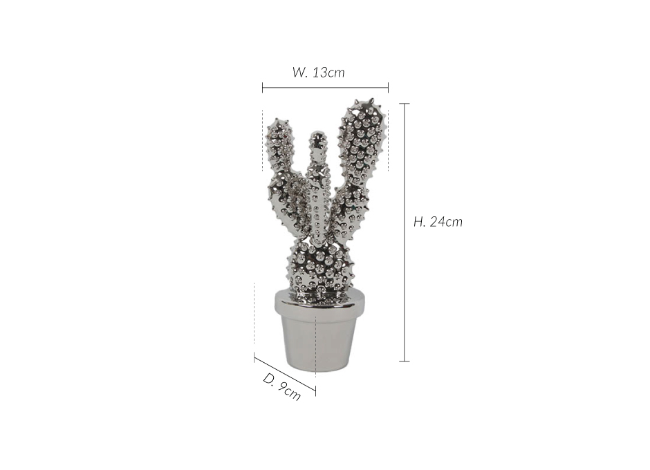 Cactus, Silver, 13x9x24cm, K21616