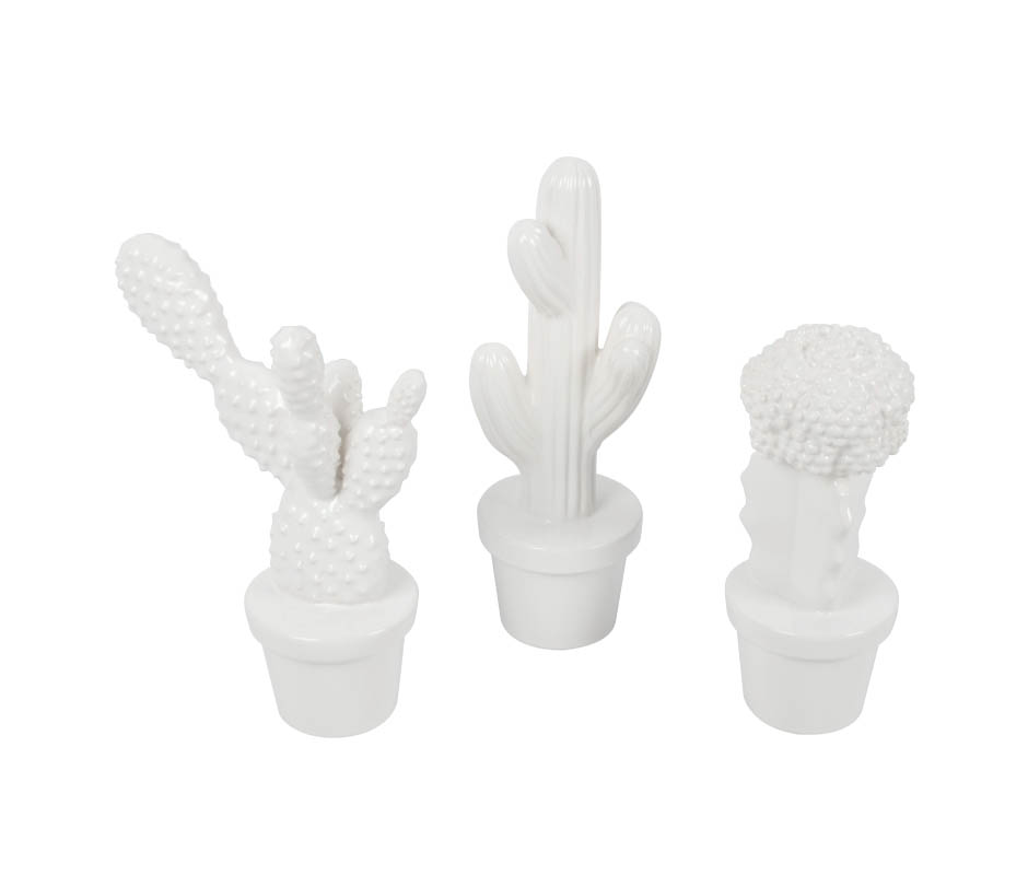 Cactus, White, 13x9x24cm, K21616