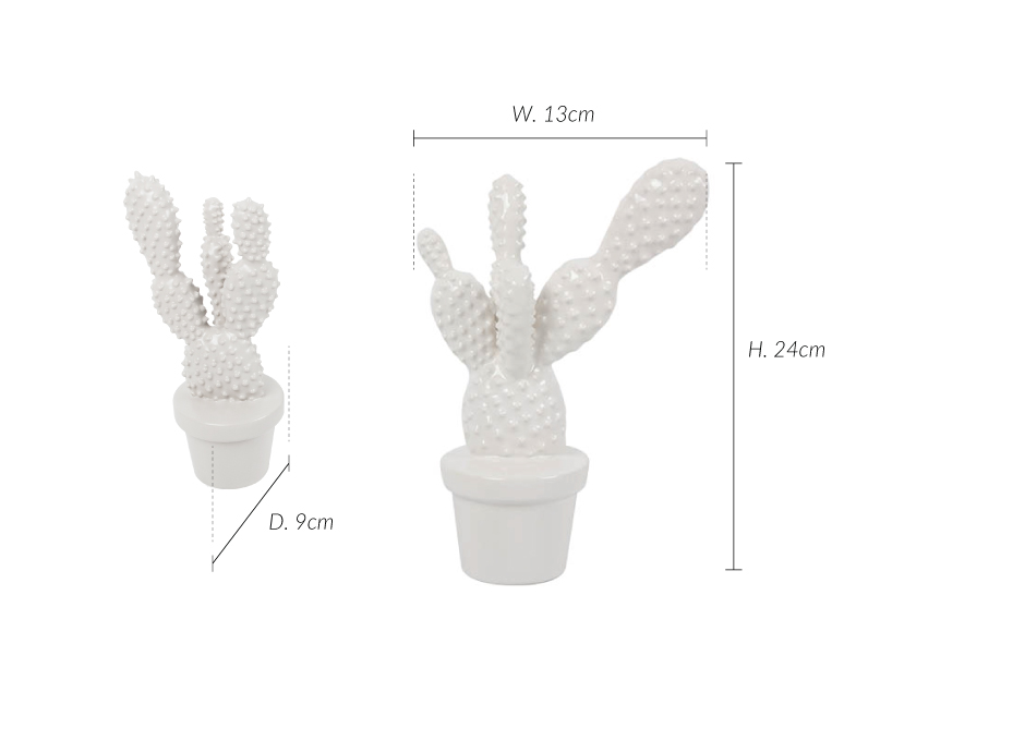 Cactus, White, 13x9x24cm, K21616