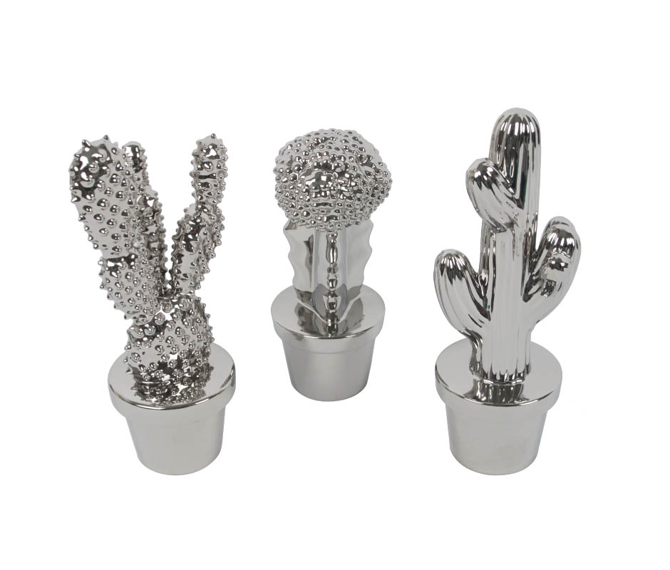 Cactus, Silver, 8x8x26cm, K22020