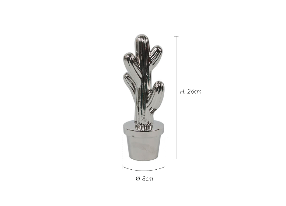 Cactus, Silver, 8x8x26cm, K22020