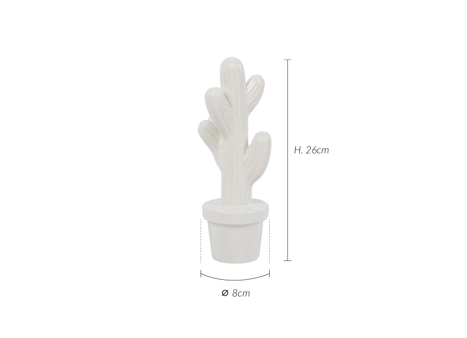 Cactus, White, 8x8x26cm, K22020