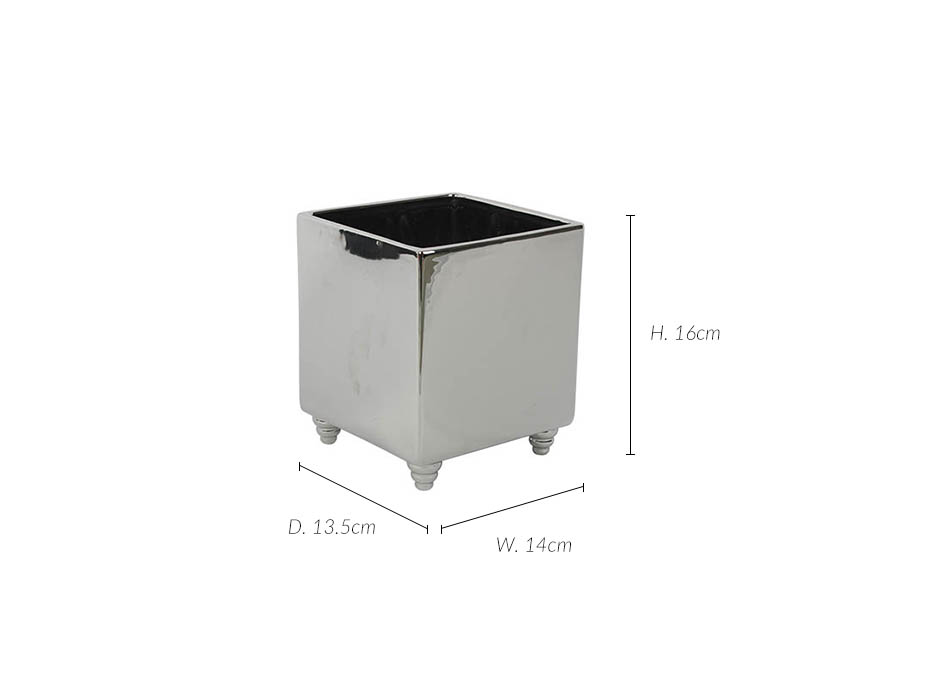 Flower pot, Silver, 14×13.5x16cm, K9349