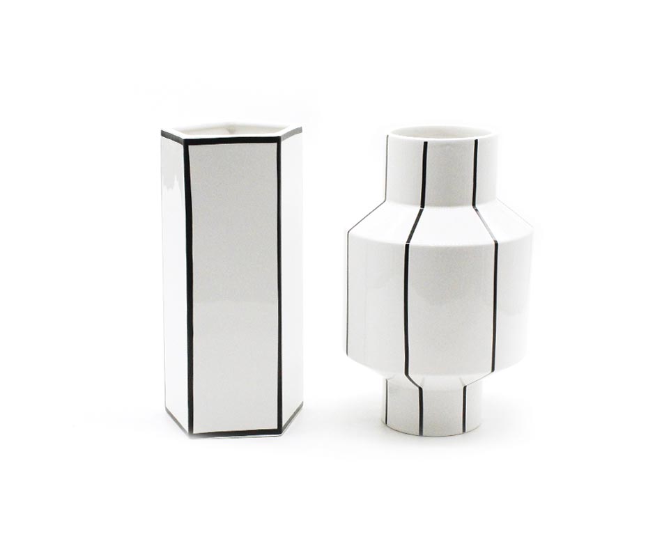 Line Vase-II, White, 12x12x25cm, K24039