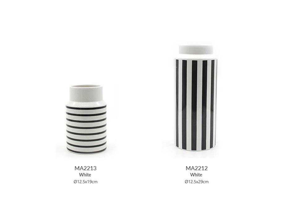 Line Horizontal Vase, White, 12.5×12.5x19cm, K24041