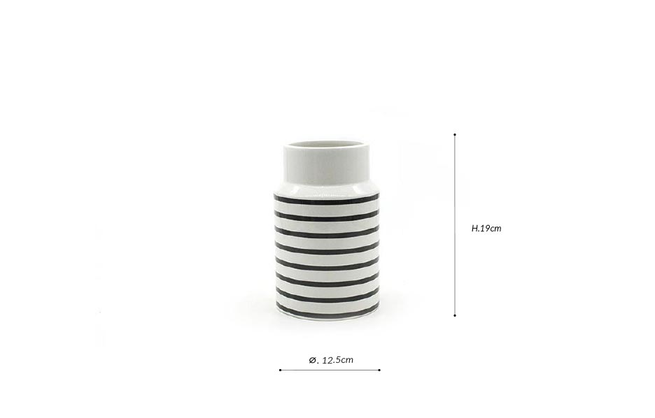 Line Horizontal Vase, White, 12.5×12.5x19cm, K24041