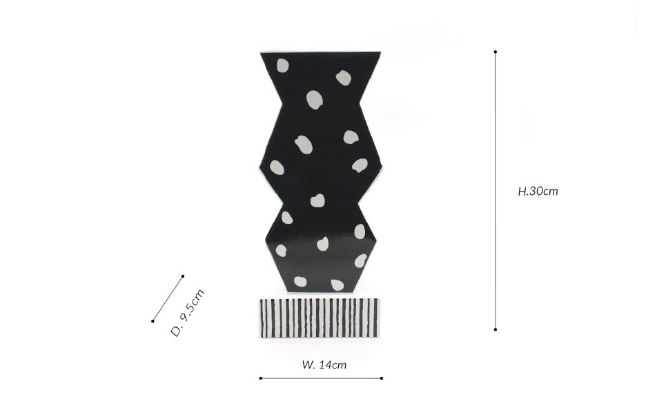 Black Dot Vase, Black, 14×9.5×30.5cm, K24028