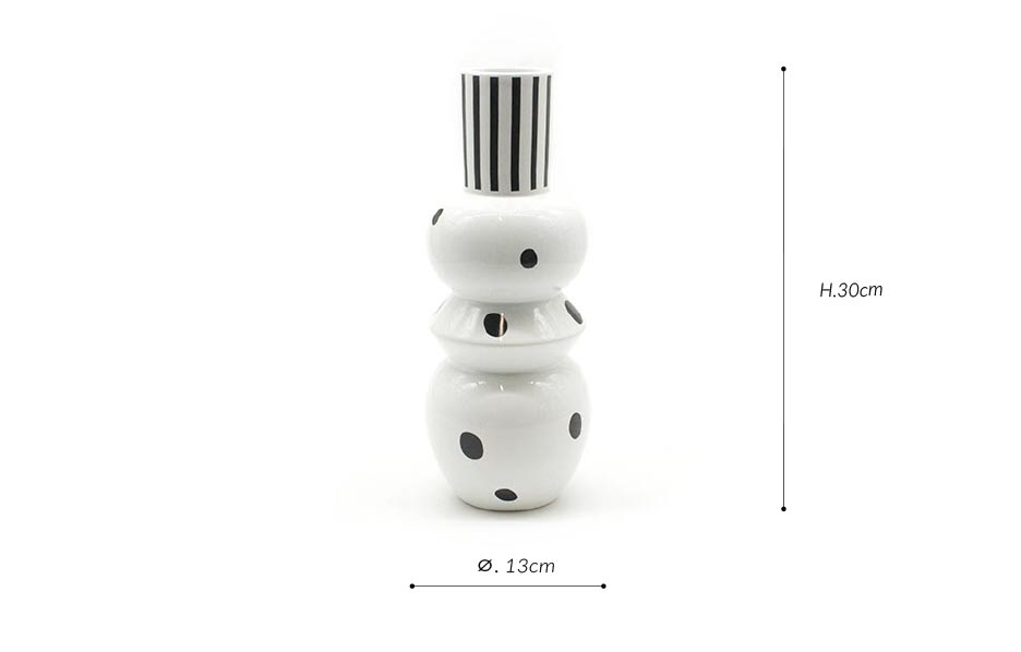 Round Vase, White, 13x13x30cm, K24031