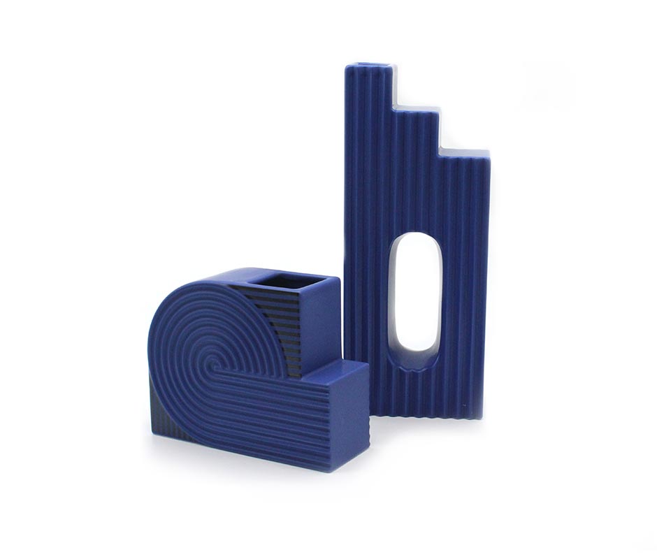 Blue Geometry-I, Blue, 21x8x16.5cm, K17223