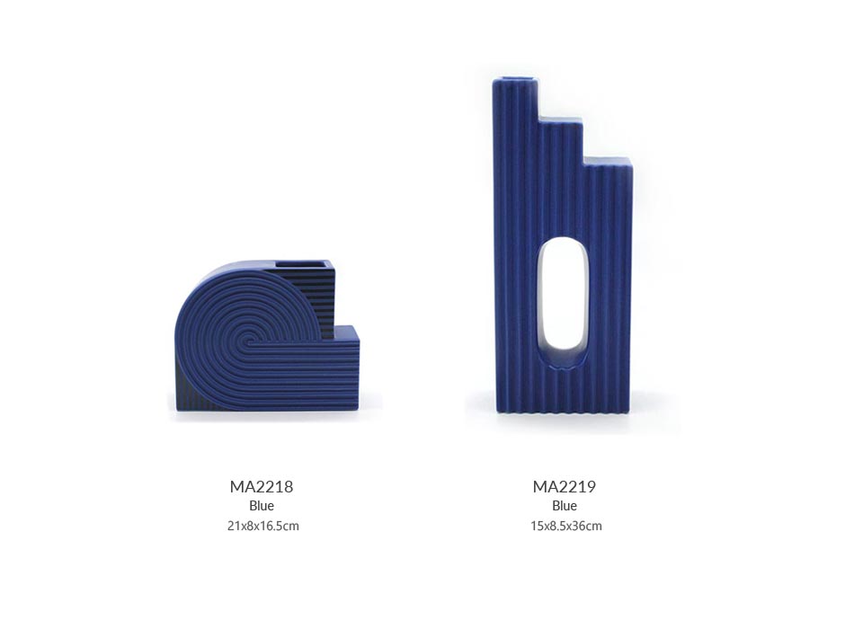 Blue Geometry-I, Blue, 21x8x16.5cm, K17223