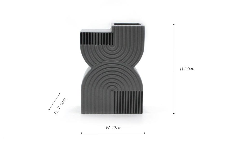 Grey Vase, Gray, 17×7.5x24cm, K17220