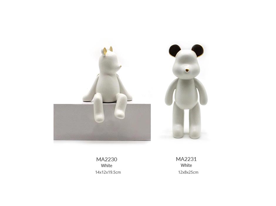 Bear Object-I, White, 14x12x19.5cm, K17114