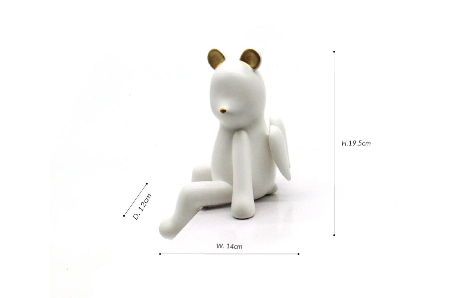 Bear Object-I, White, 14x12x19.5cm, K17114