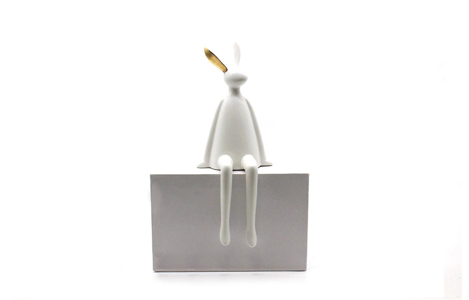 Rabbit White Object-35cm, White, 15×14.5x35cm, K17130