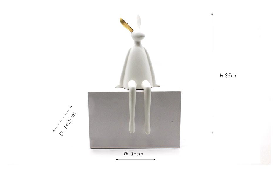 Rabbit White Object-35cm, White, 15×14.5x35cm, K17130