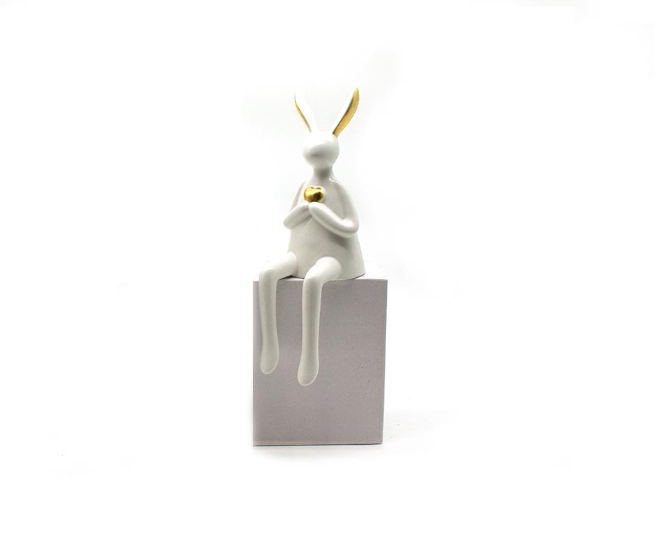 Rabbit White Object-29cm, White, 9.5x12x29cm, K17136