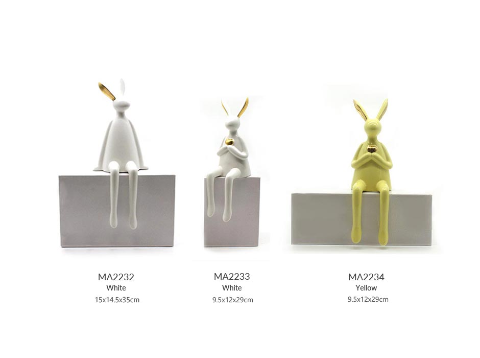 Rabbit White Object-29cm, White, 9.5x12x29cm, K17136
