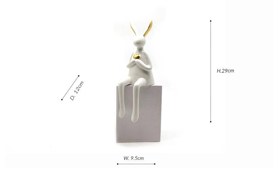 Rabbit White Object-29cm, White, 9.5x12x29cm, K17136