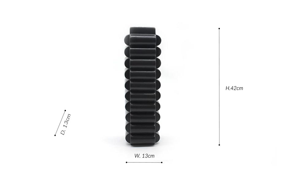 Squre Vase-Black, Black, 13x13x42cm, K16431