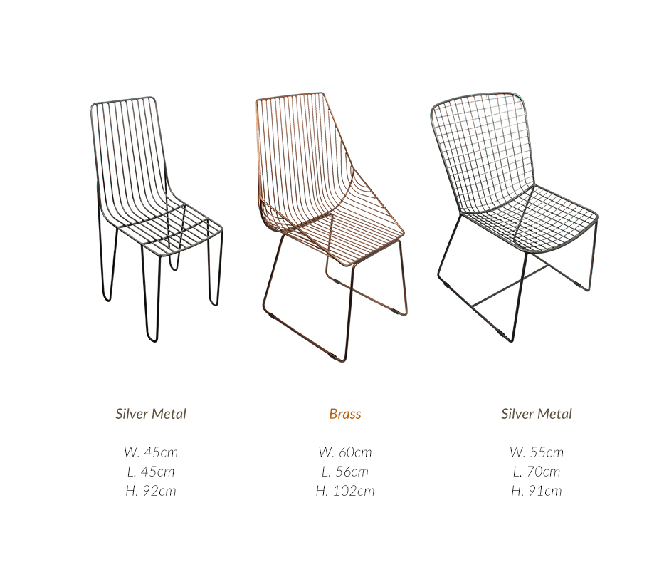 CHAIR, Silver Metal, 45 x 45 x 92cm, MHC-2466