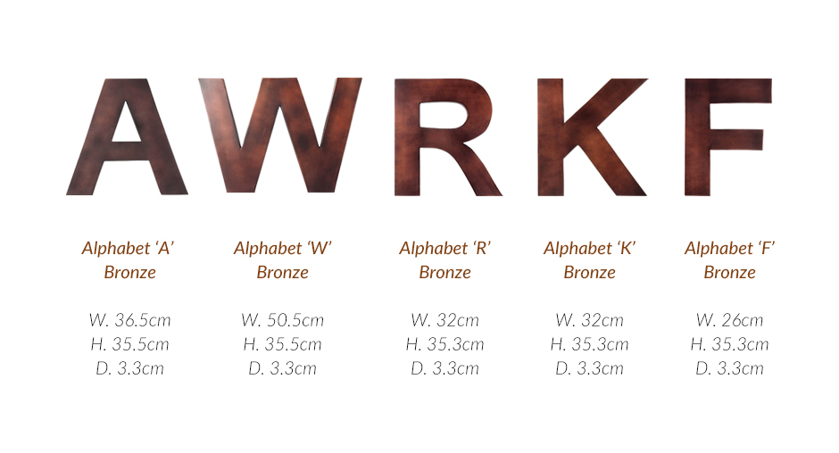 A. ALPHABET BRONZE 14″, Bronze, 36.5 x 3.3 x 35.5cm, MHC-4175A