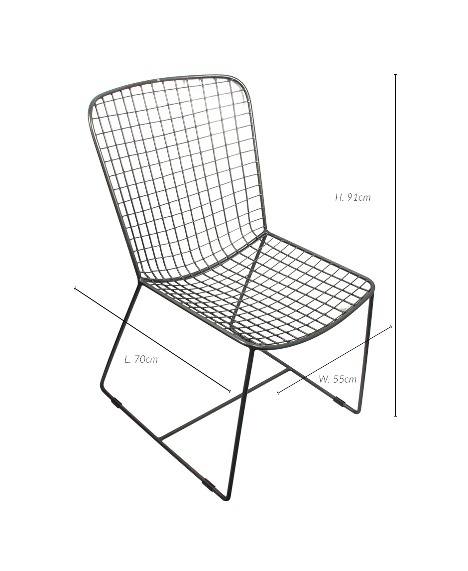 CHAIR, Silver Metal, 55 x 70 x 91cm, MHC-4184