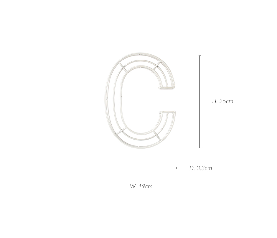 C. ALPHABET SILVER 10″, Silver, 19 x 3.3 x 25cm, MHC-4243C