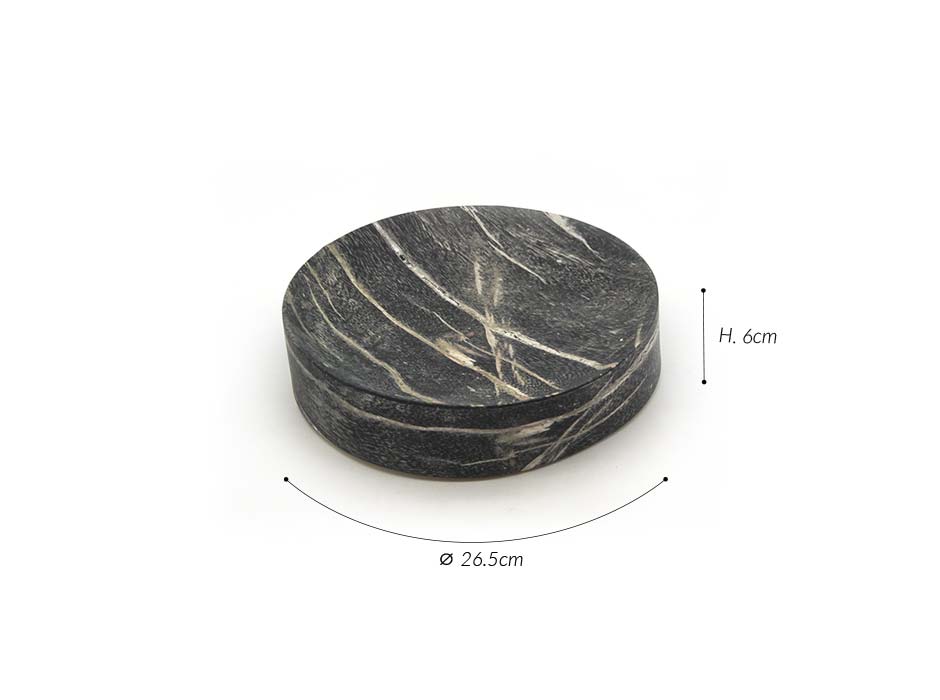 Concave cylinder bowl (M), Black, Ø26.5x6cm, CB3230