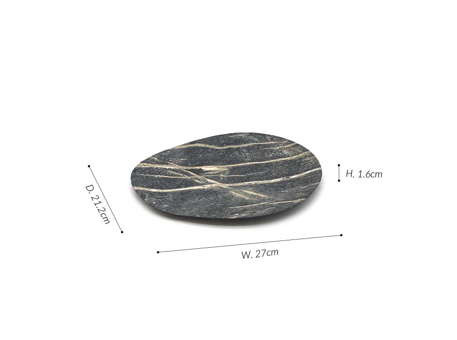 Organic flat platter (XS), Black, 27×21.2×1.6cm, CB3234