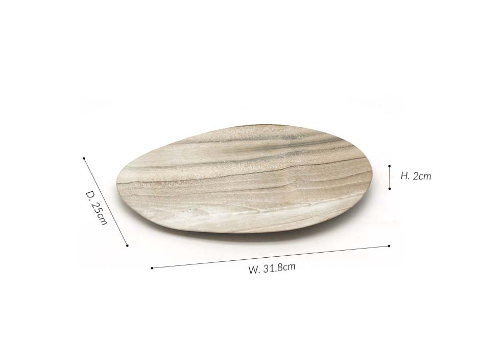 Organic flat platter (S), Natural, 31.8x25x2cm, CB3234
