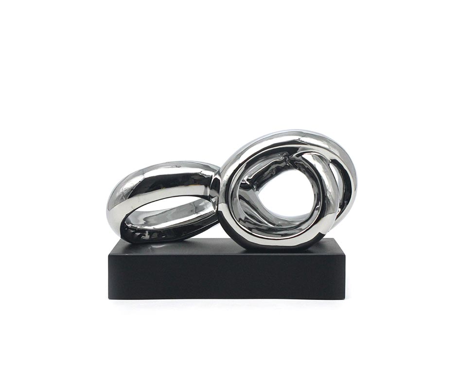SILVER COLOR WITH BLACK MDF BASE, Silver, 26x12x19cm, S22052