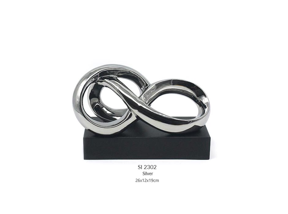 SILVER COLOR WITH BLACK MDF BASE, Silver, 26x12x19cm, S22052