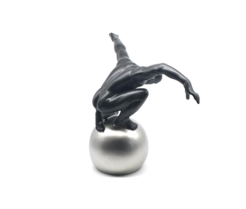 BLACK MAN ON BALL, Black & Silver, 62x23x44cm, MBS2097-1