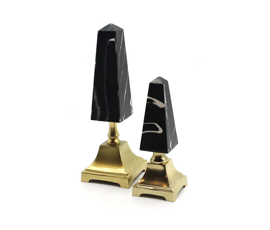 PYRAMID (L), Black/Gold, 13x13x40cm, 53064