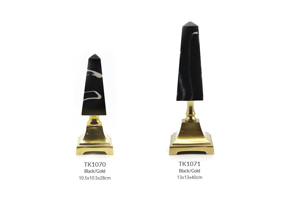 PYRAMID (L), Black/Gold, 13x13x40cm, 53064