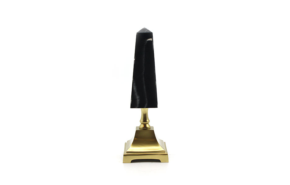 PYRAMID (L), Black/Gold, 13x13x40cm, 53064