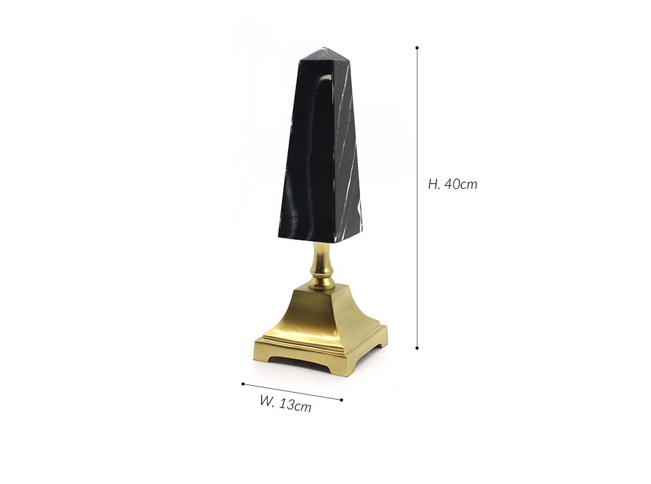 PYRAMID (L), Black/Gold, 13x13x40cm, 53064