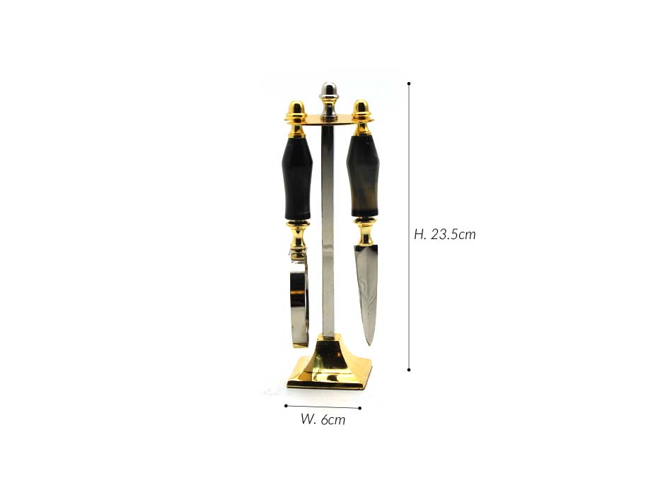 MAGNIFIER/LETTER OPENER STAND, Brass, 6x6x23.5cm, 50481
