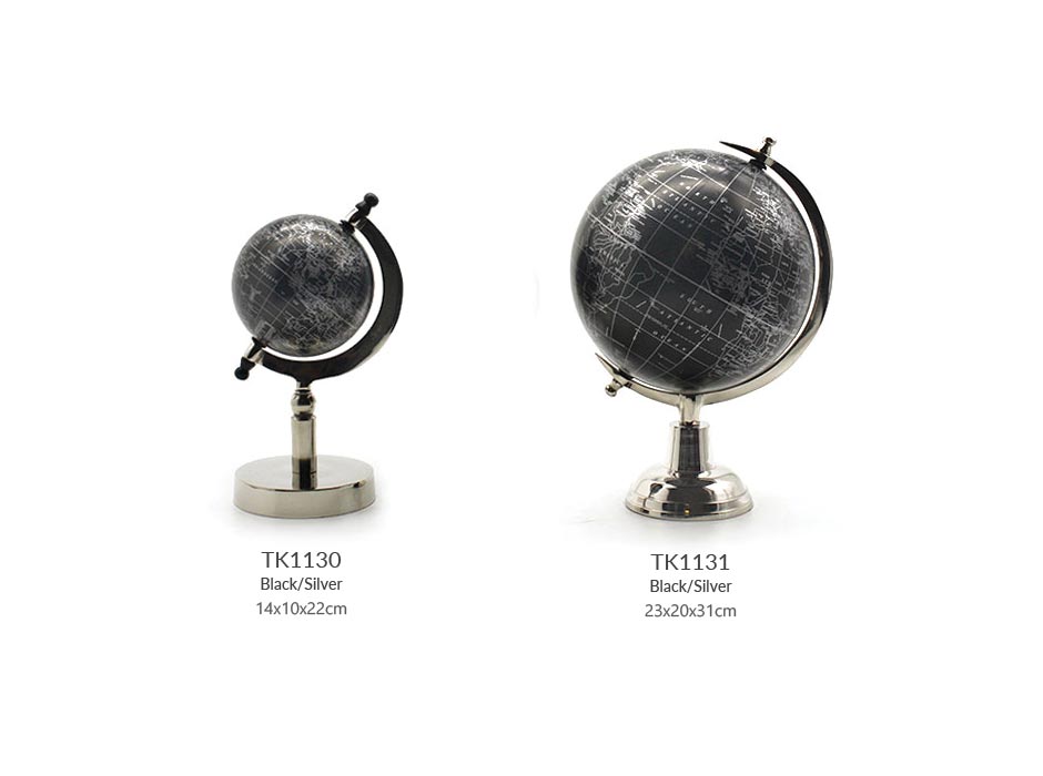 GLOBE (L), Black/Silver, 23x20x31cm, 53406