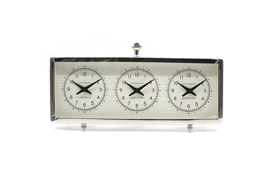 WORLD TIMER TABLE CLOCK, Aluminium, 41x5x22cm, 54911